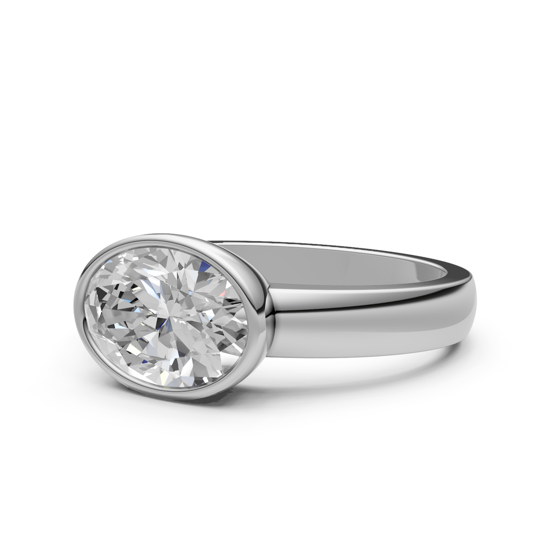 AGI Design Harmony Oval  Lab Created Diamond East West Bezel Engagement Ring