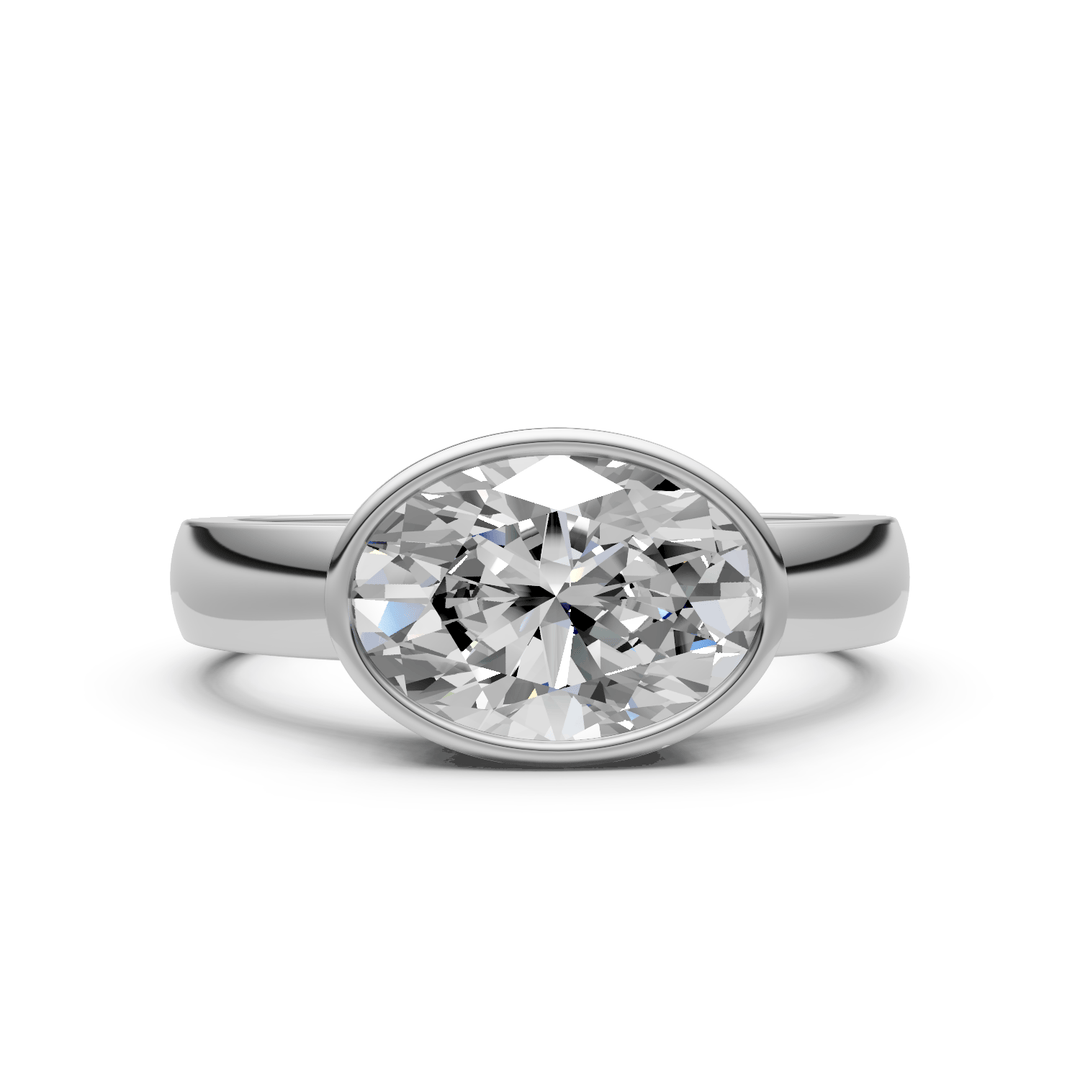 AGI Design Harmony Oval  Lab Created Diamond East West Bezel Engagement Ring
