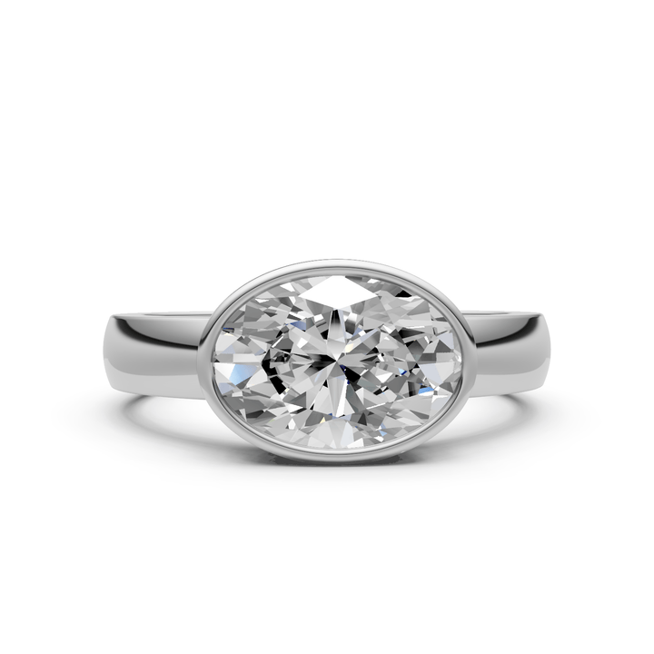 AGI Design Harmony Oval  Lab Created Diamond East West Bezel Engagement Ring