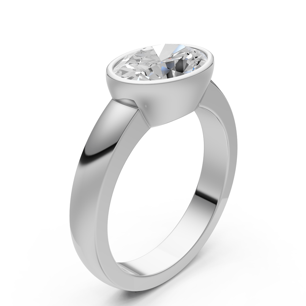AGI Design Harmony Oval  Lab Created Diamond East West Bezel Engagement Ring