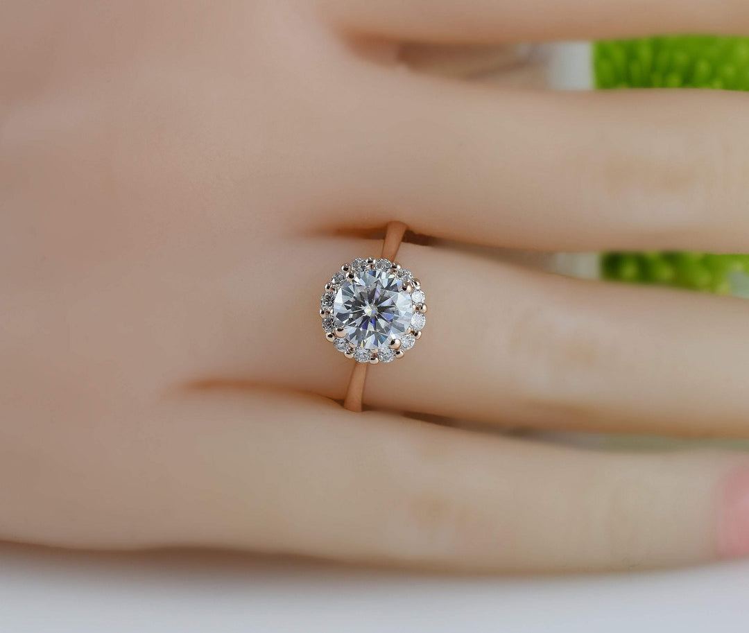 AGI Design Harper Round Lab Created Diamond Engagement Ring
