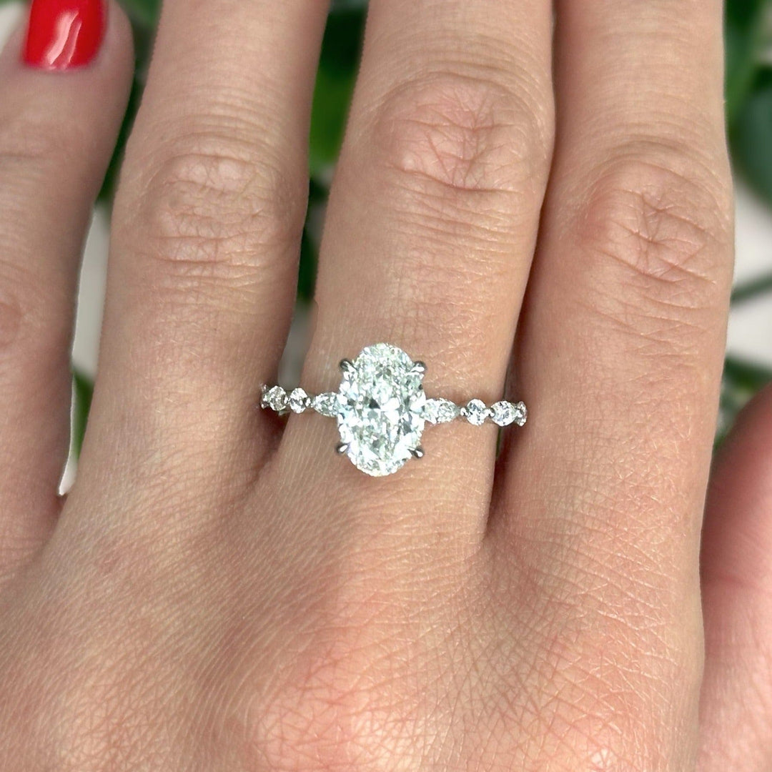 AGI Design Hope Oval lab-created diamond engagement ring