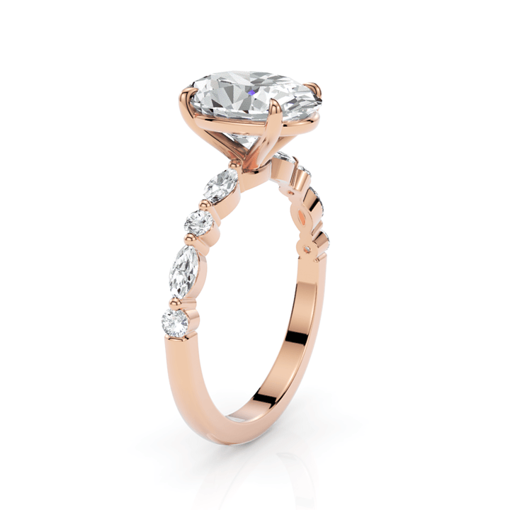 AGI Design Hope Oval lab-created diamond engagement ring