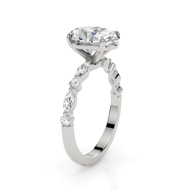 AGI Design Hope Oval lab-created diamond engagement ring