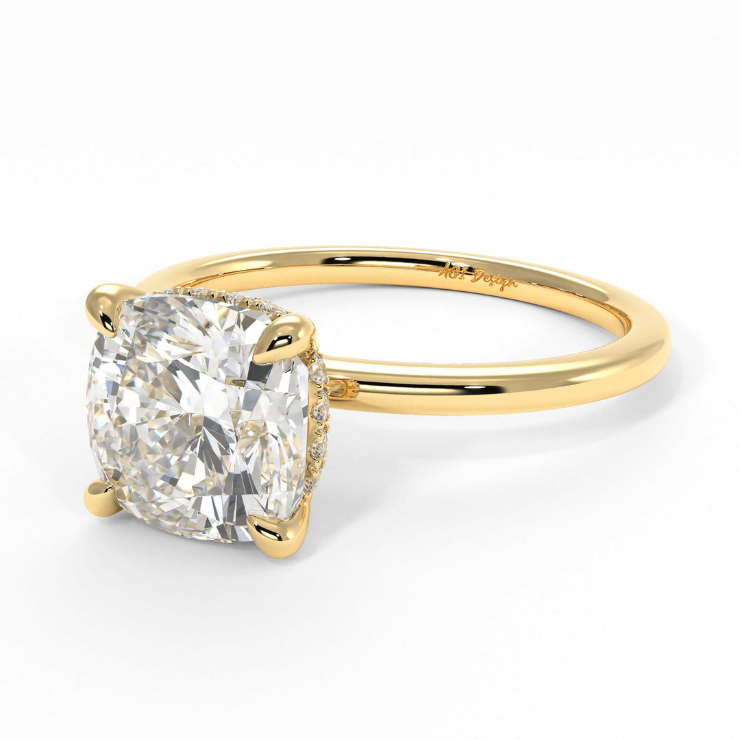 AGI Design Jade Cushion Cut Lab Created Diamond Engagement Ring