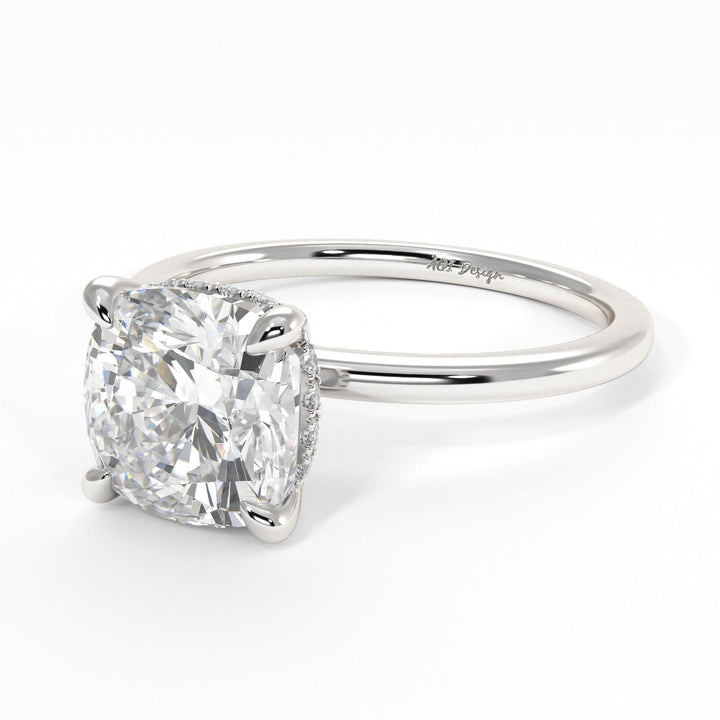 AGI Design Jade Cushion Cut Lab Created Diamond Engagement Ring