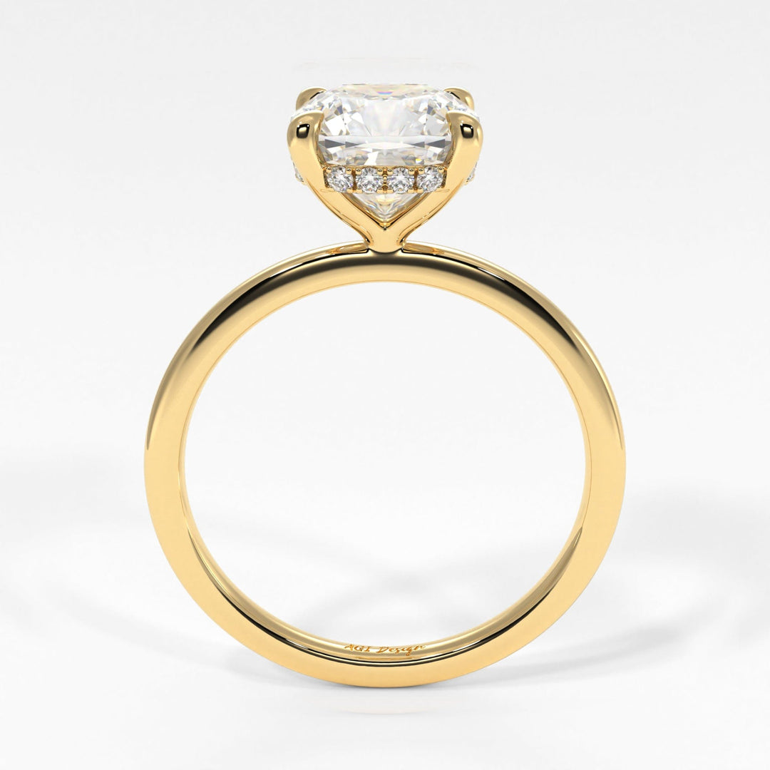 AGI Design Jade Cushion Cut Lab Created Diamond Engagement Ring