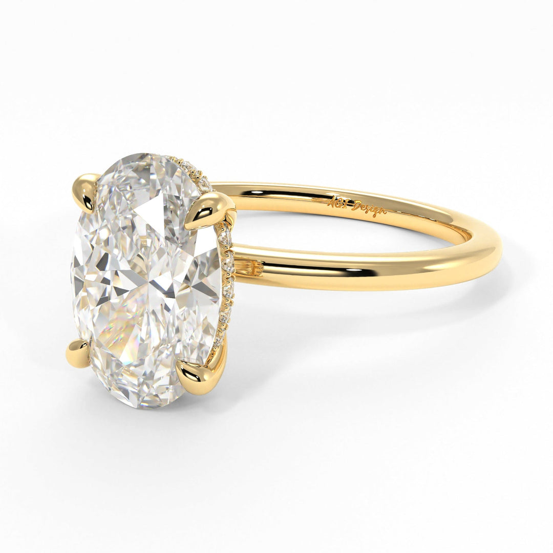 AGI Design Jade Oval Lab Created Diamond Engagement Ring