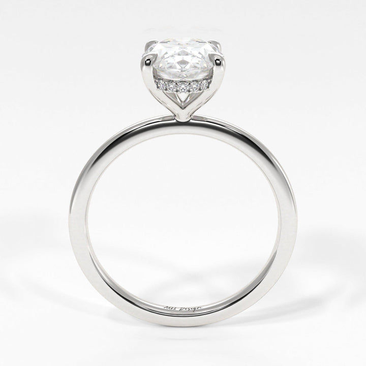 AGI Design Jade Oval Lab Created Diamond Engagement Ring