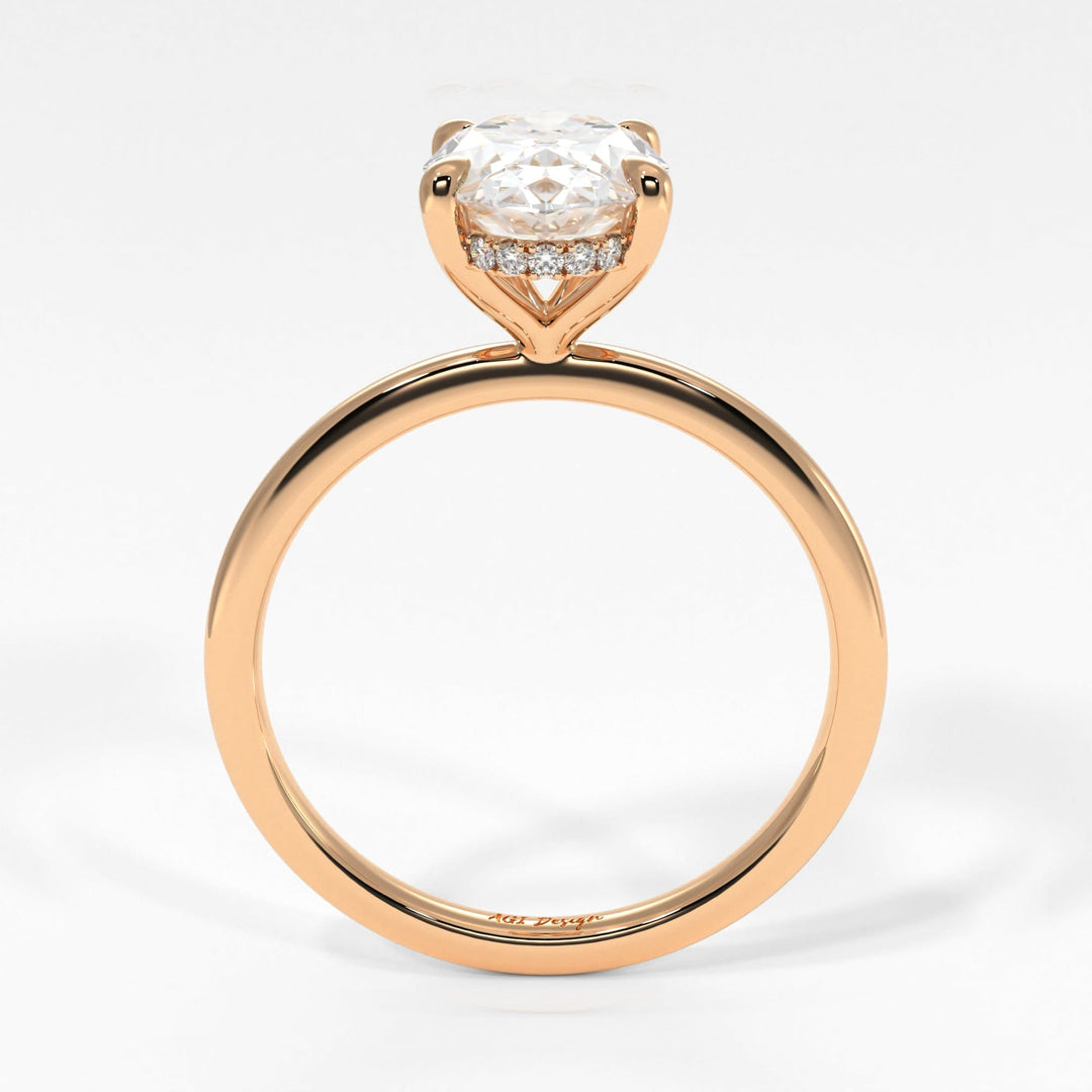 AGI Design Jade Oval Lab Created Diamond Engagement Ring