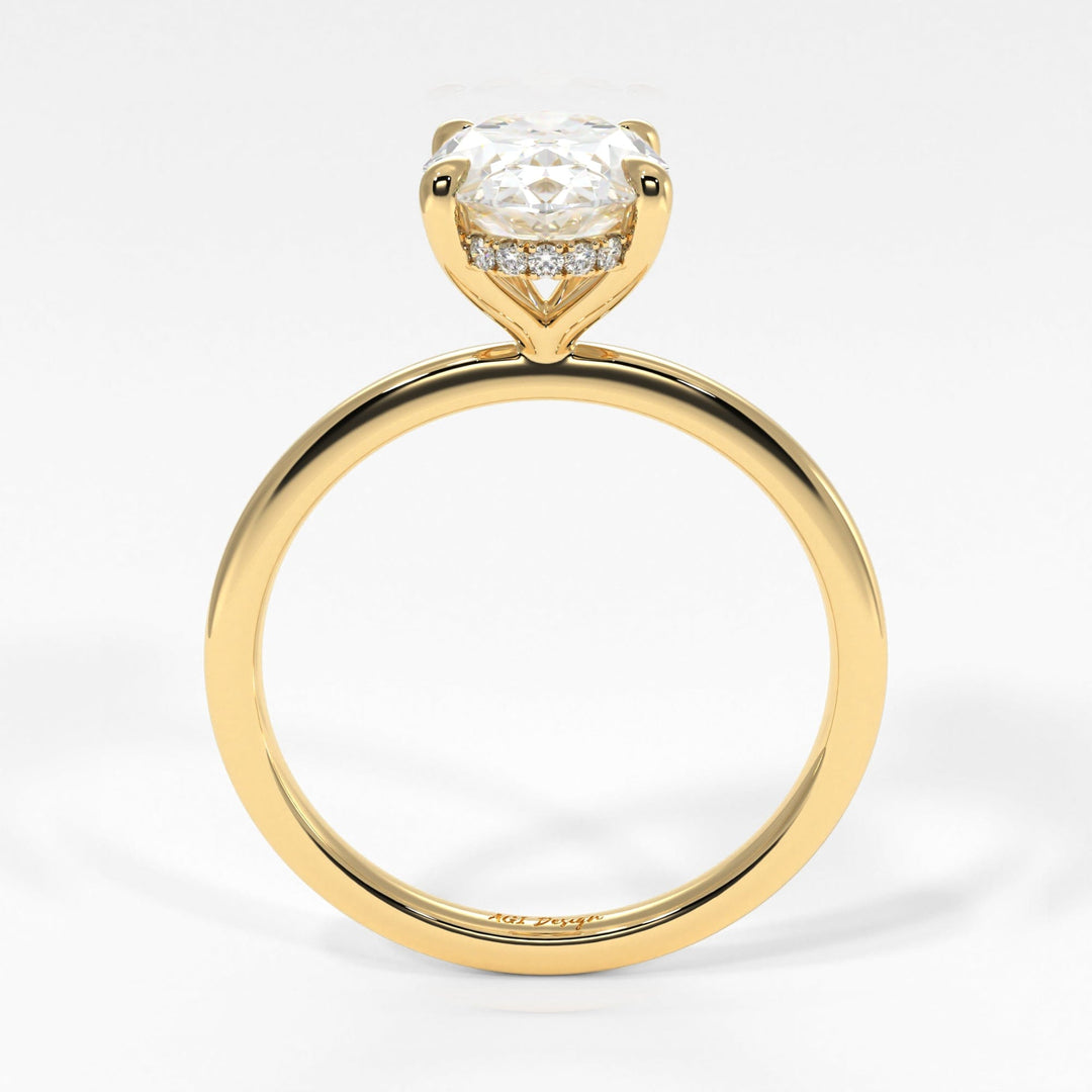 AGI Design Jade Oval Lab Created Diamond Engagement Ring