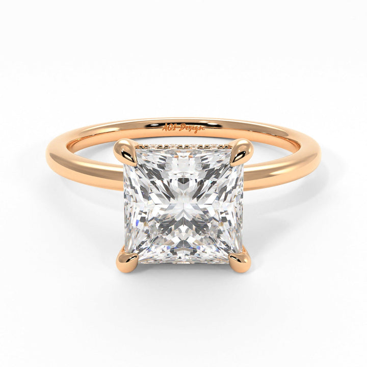 AGI Design Jade Princess Cut Lab Created Diamond Engagement Ring