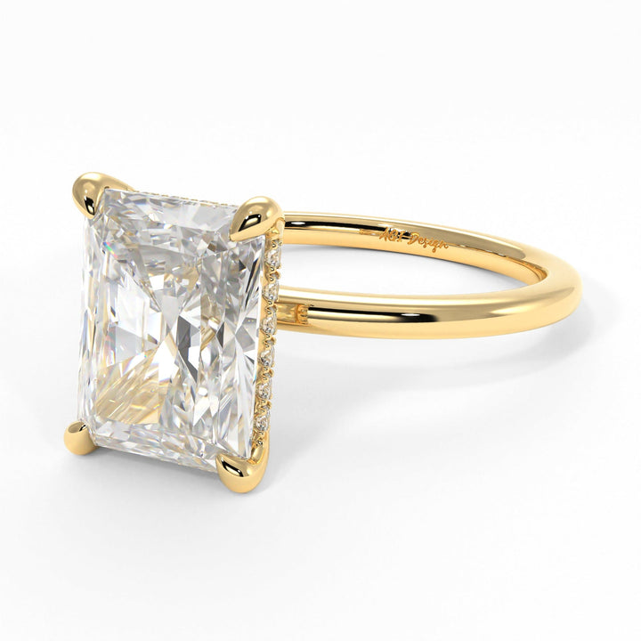 AGI Design Jade Radiant/Emerald Lab Created Diamond Engagement Ring