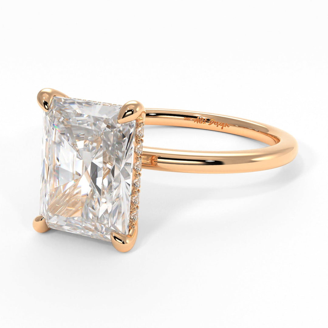 AGI Design Jade Radiant/Emerald Lab Created Diamond Engagement Ring