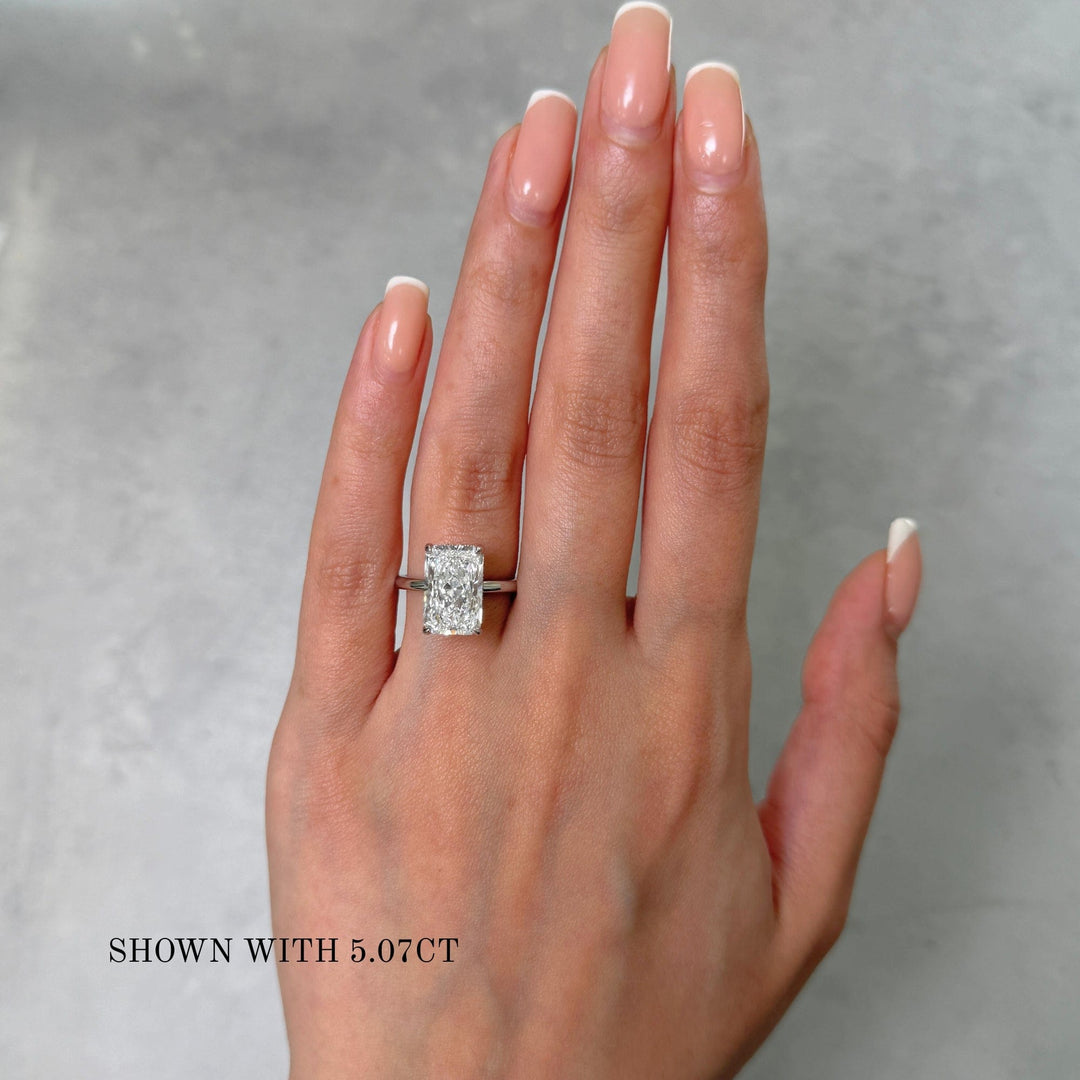 AGI Design Jade Radiant/Emerald Lab Created Diamond Engagement Ring