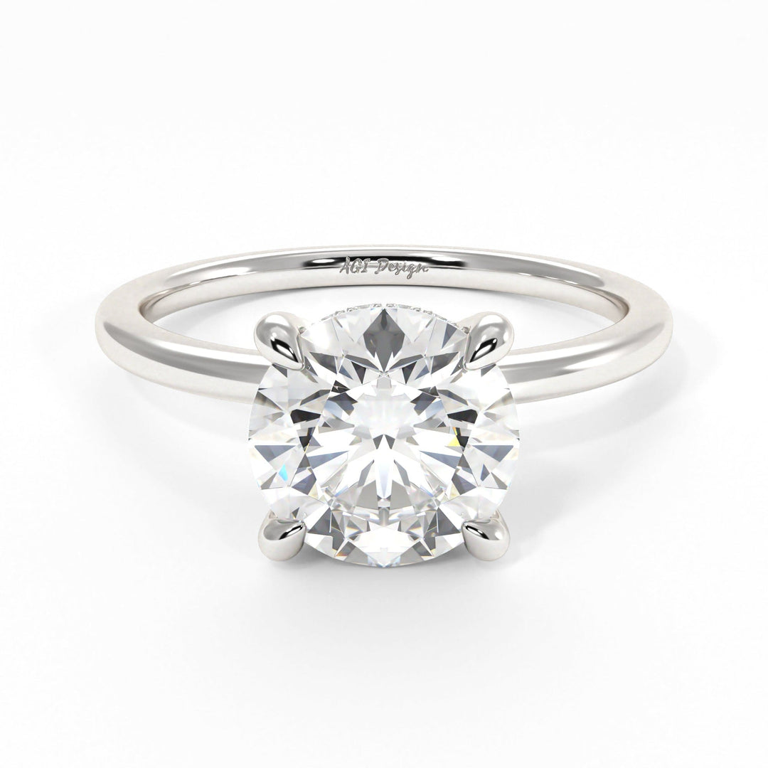 AGI Design Jade Round Lab Created Diamond Engagement Ring