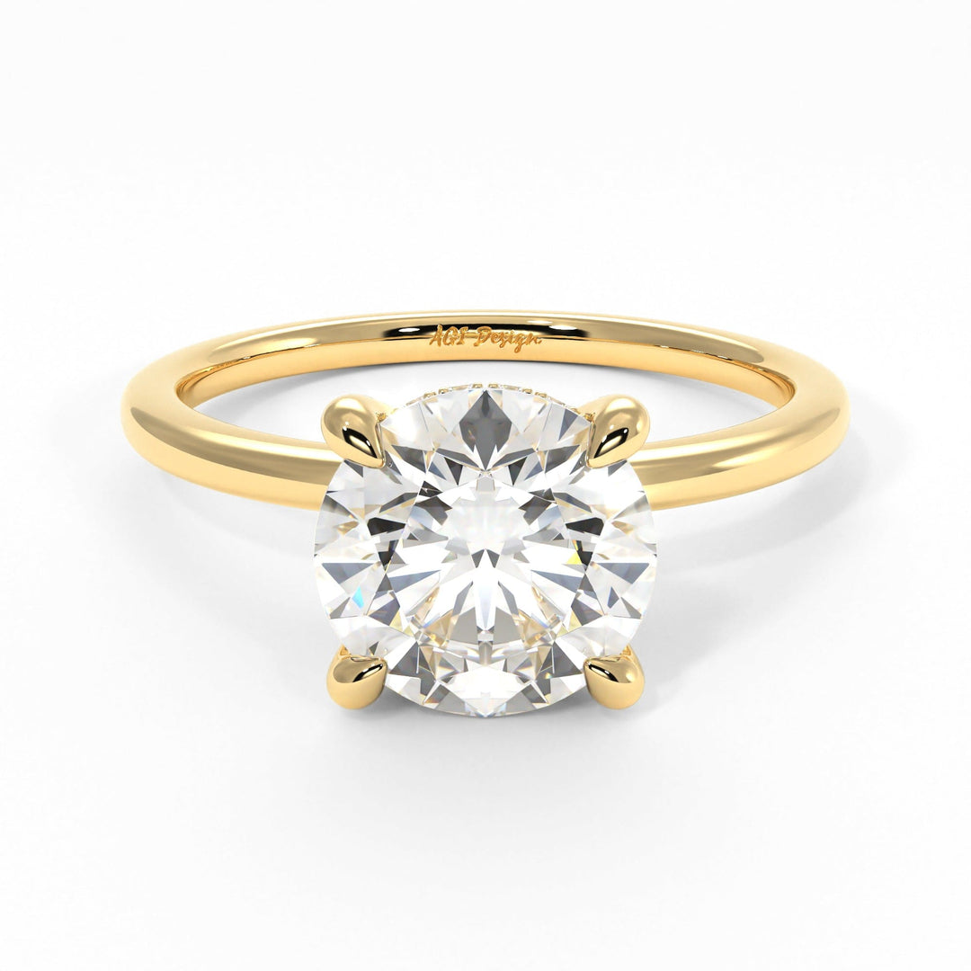 AGI Design Jade Round Lab Created Diamond Engagement Ring