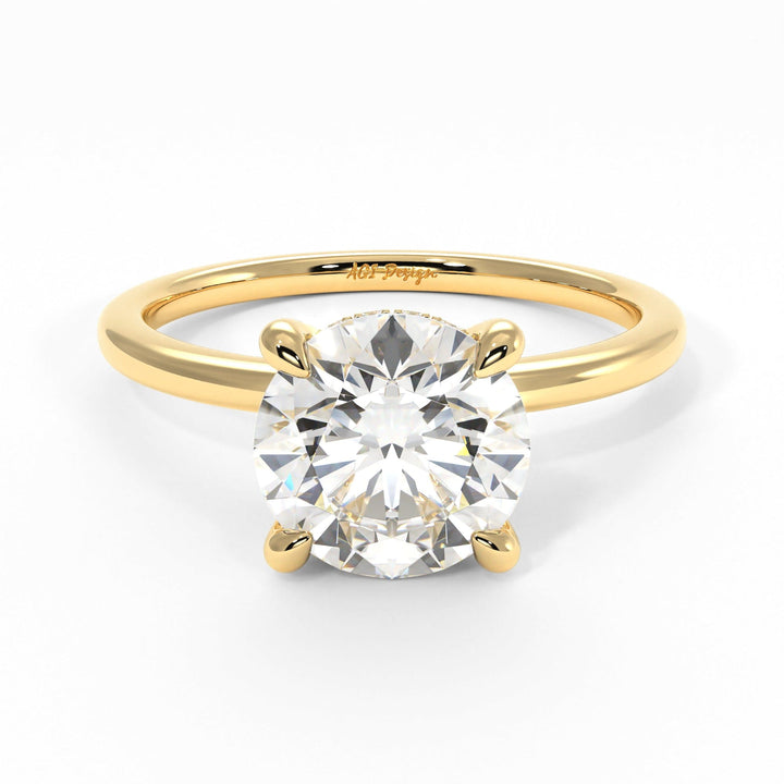 AGI Design Jade Round Lab Created Diamond Engagement Ring
