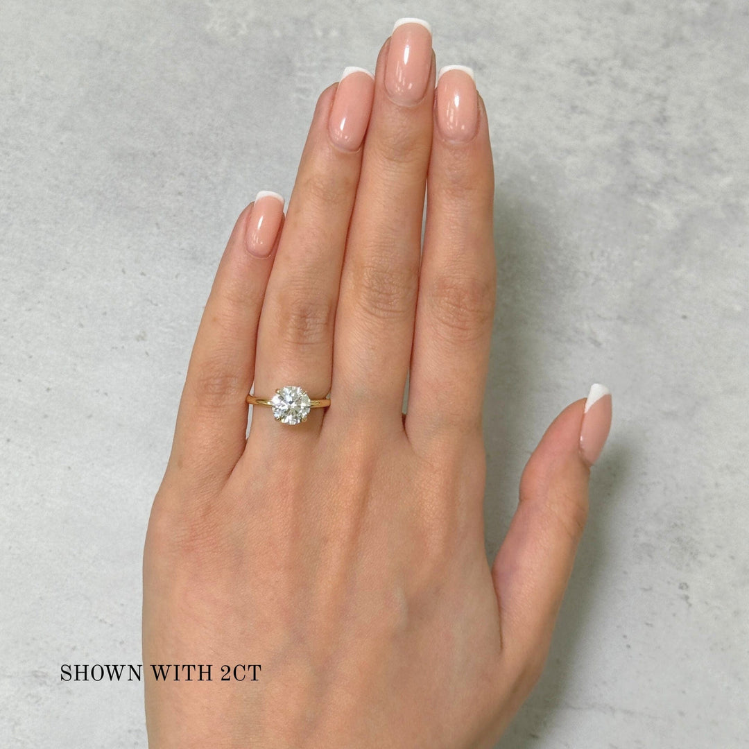 AGI Design Jade Round Lab Created Diamond Engagement Ring