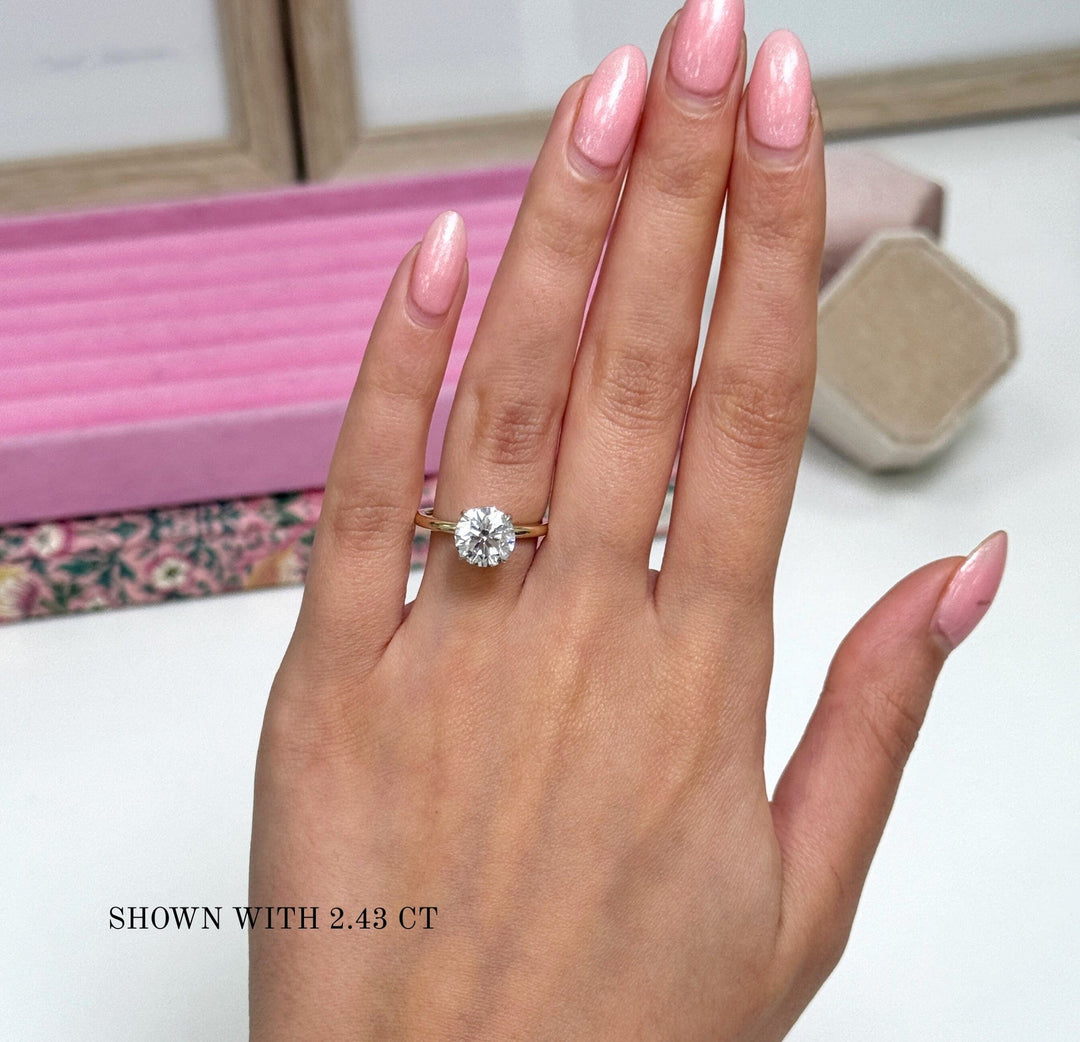 AGI Design Jade Round Lab Created Diamond Engagement Ring