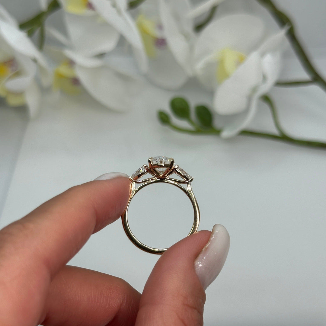 AGIDesignShop Laura Oval Lab Diamond and Pear Shape Lab Diamonds Engagement Ring