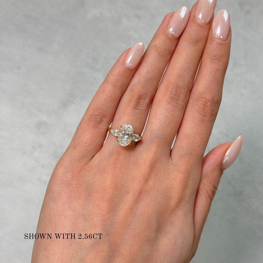 AGIDesignShop Laura Oval Lab Diamond and Pear Shape Lab Diamonds Engagement Ring