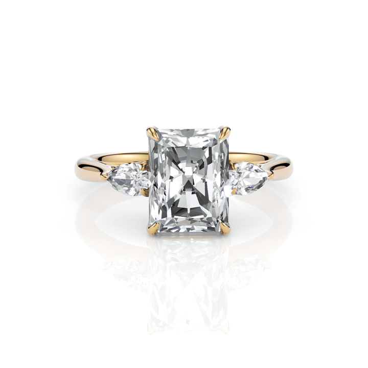 AGIDesignShop Laura Radiant/Emerald Moissanite and Pear Shape Lab Diamonds Engagement Ring