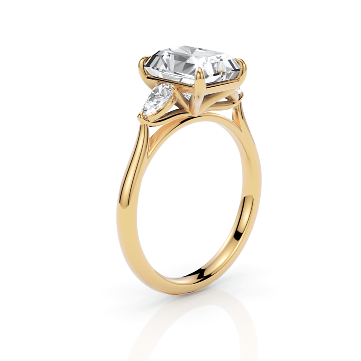 AGIDesignShop Laura Radiant/Emerald Moissanite and Pear Shape Lab Diamonds Engagement Ring