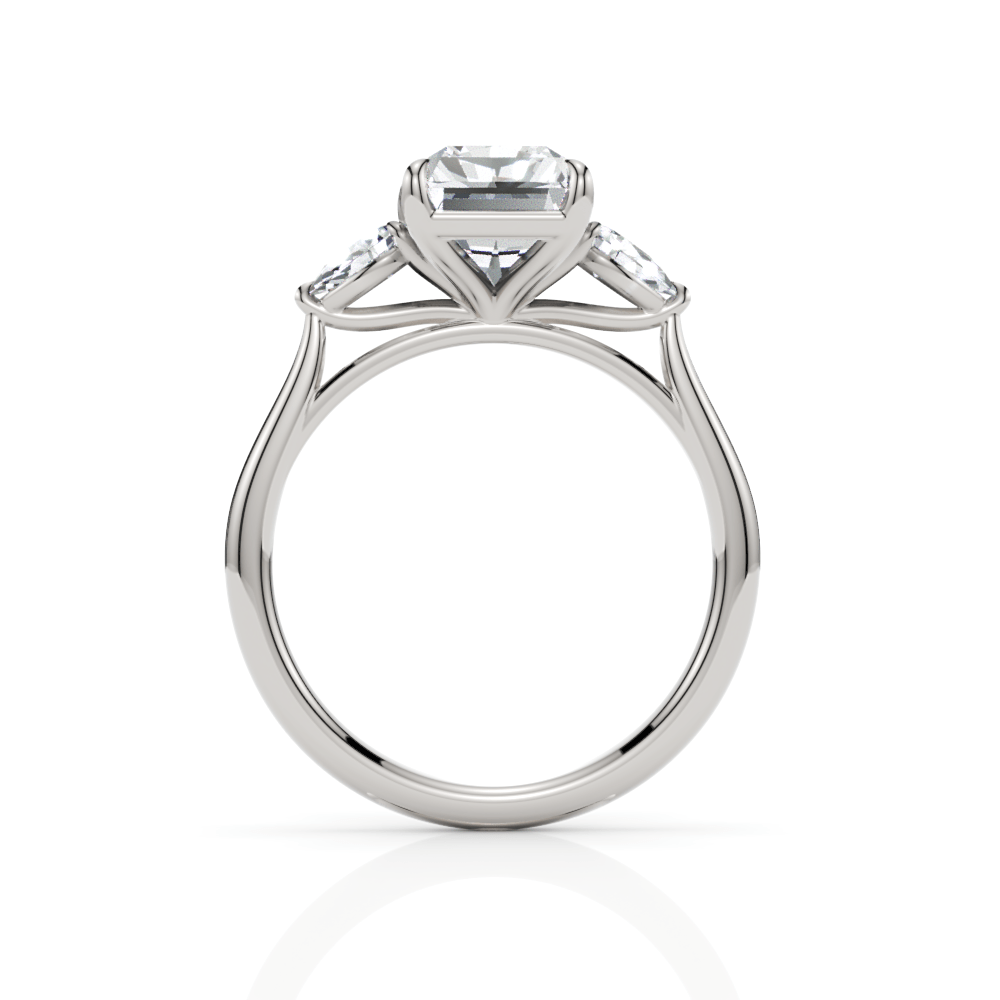 AGIDesignShop Laura Radiant/Emerald Moissanite and Pear Shape Lab Diamonds Engagement Ring