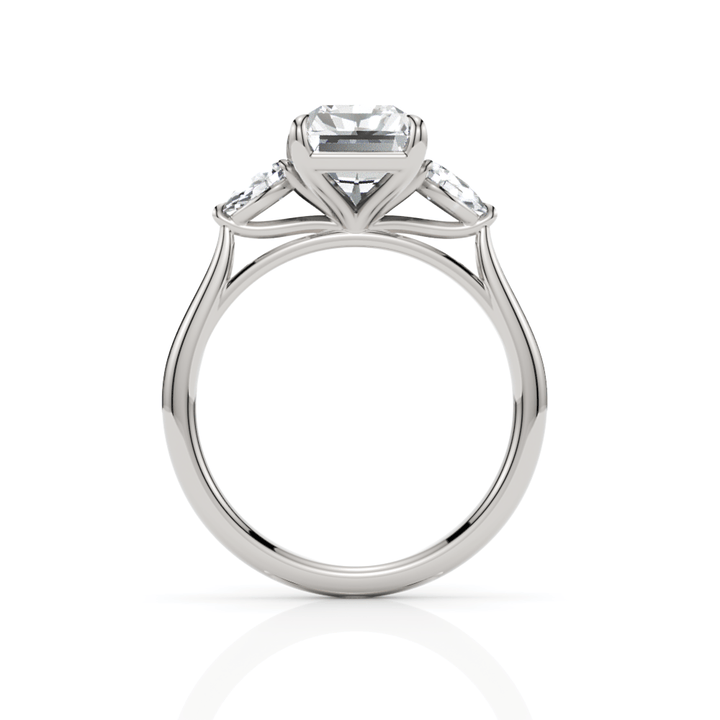 AGIDesignShop Laura Radiant/Emerald Moissanite and Pear Shape Lab Diamonds Engagement Ring