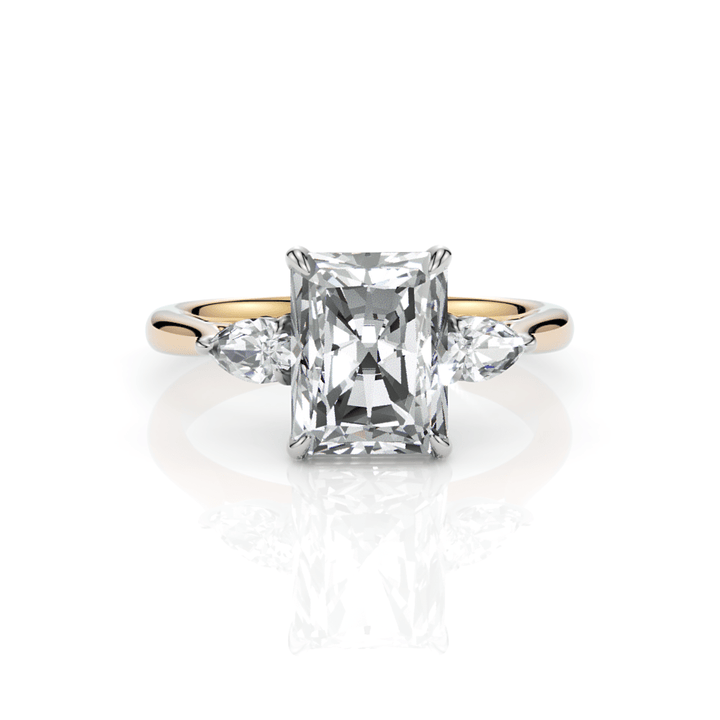 AGIDesignShop Laura Radiant/Emerald Moissanite and Pear Shape Lab Diamonds Engagement Ring