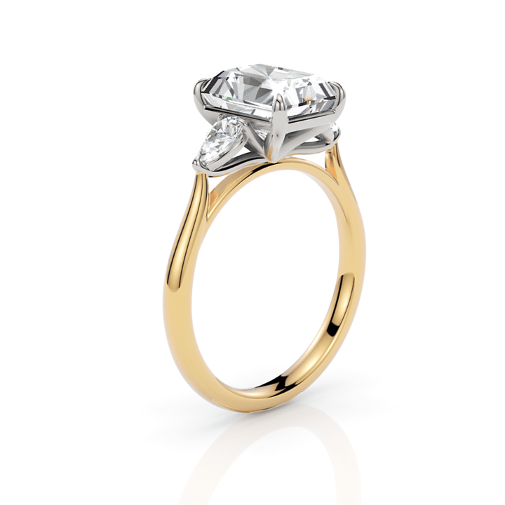 AGIDesignShop Laura Radiant/Emerald Moissanite and Pear Shape Lab Diamonds Engagement Ring