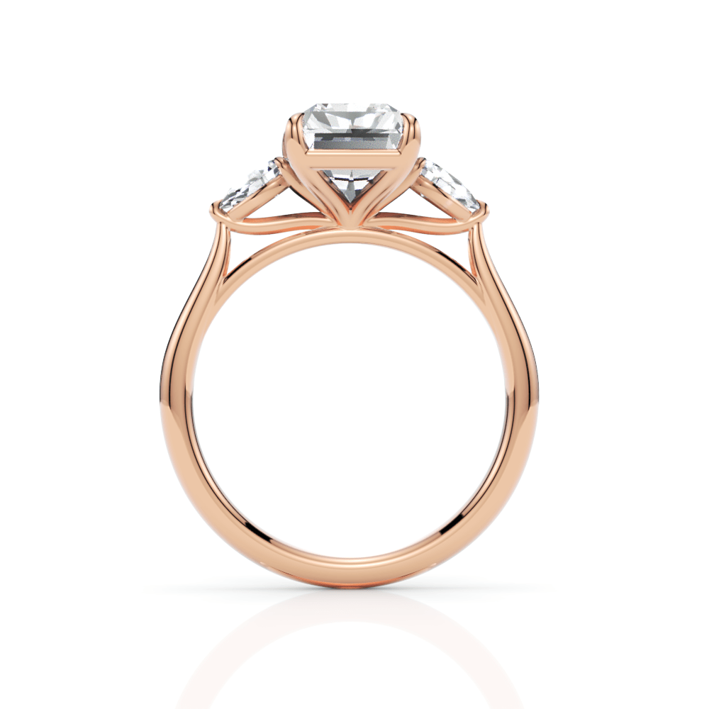 AGIDesignShop Laura Radiant/Emerald Moissanite and Pear Shape Lab Diamonds Engagement Ring