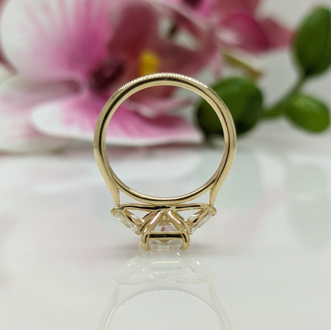 AGIDesignShop Laura Radiant/Emerald Moissanite and Pear Shape Lab Diamonds Engagement Ring