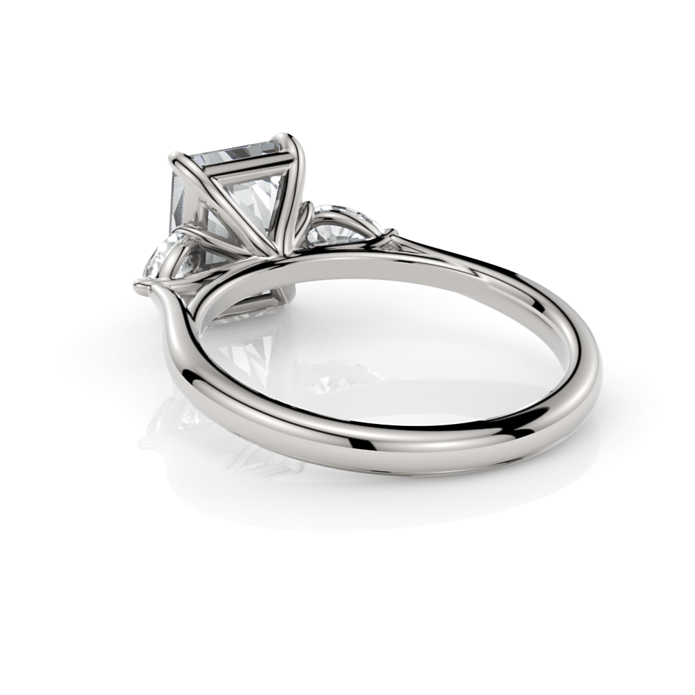 AGIDesignShop Laura Radiant/Emerald Moissanite and Pear Shape Lab Diamonds Engagement Ring