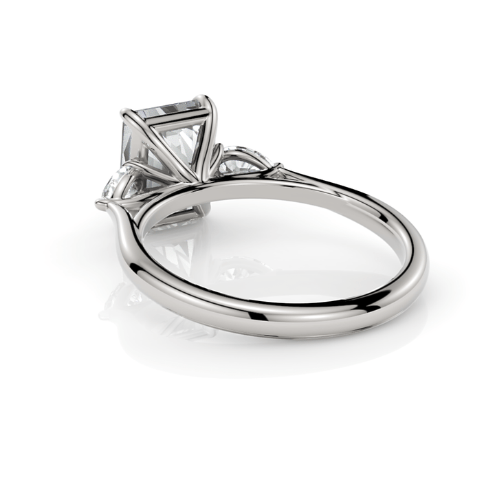 AGIDesignShop Laura Radiant/Emerald Moissanite and Pear Shape Lab Diamonds Engagement Ring