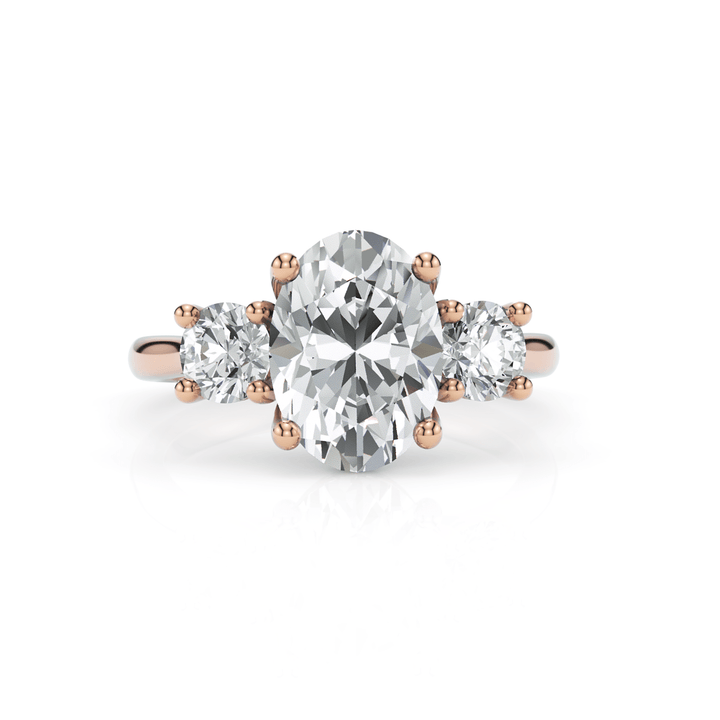 AGI Design Leona Oval  Moissanite and Round Lab Diamonds Engagement Ring