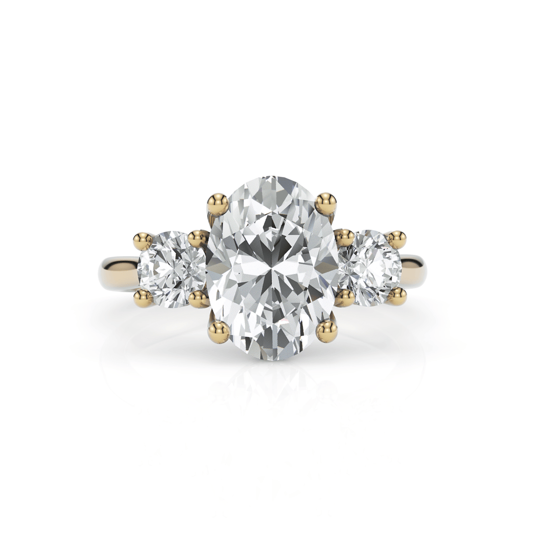 AGI Design Leona Oval  Moissanite and Round Lab Diamonds Engagement Ring