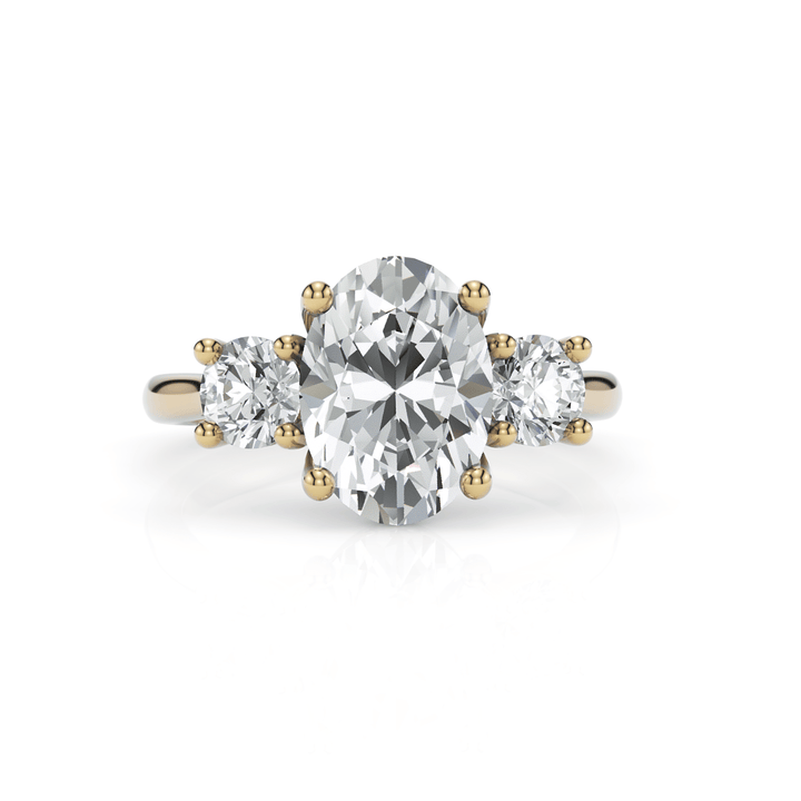 AGI Design Leona Oval  Moissanite and Round Lab Diamonds Engagement Ring