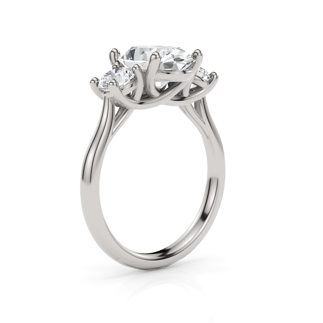 AGI Design Leona Oval  Moissanite and Round Lab Diamonds Engagement Ring