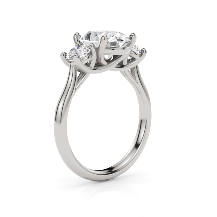 AGI Design Leona Oval  Moissanite and Round Lab Diamonds Engagement Ring