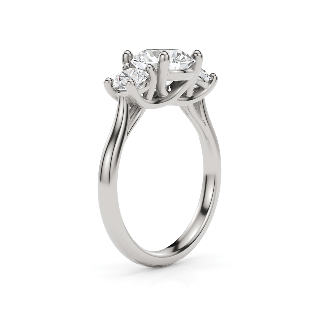 AGI Design Leona Round Moissanite and Lab Diamonds Engagement Ring