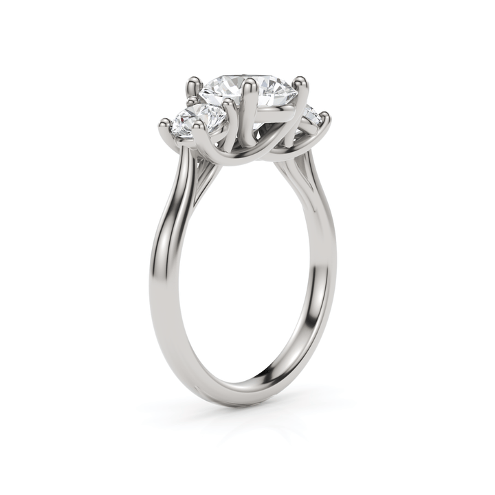 AGI Design Leona Round Moissanite and Lab Diamonds Engagement Ring