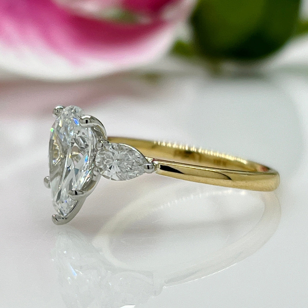 AGI Design Linda Pear Shape Lab Created Diamond Engagement Ring