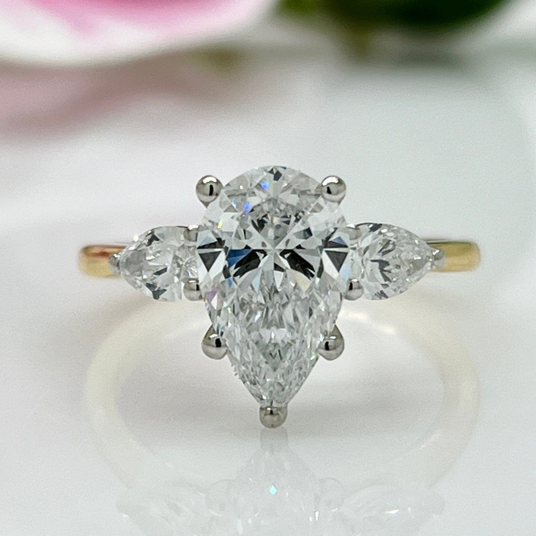 AGI Design Linda Pear Shape Lab Created Diamond Engagement Ring