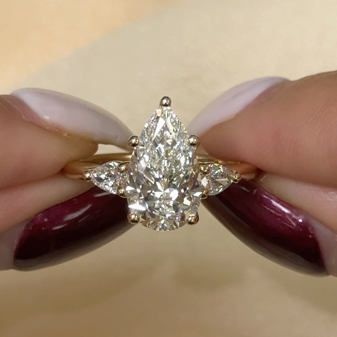 AGI Design Linda Pear Shape Lab Created Diamond Engagement Ring