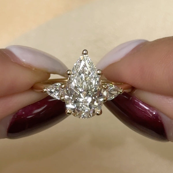 AGI Design Linda Pear Shape Lab Created Diamond Engagement Ring