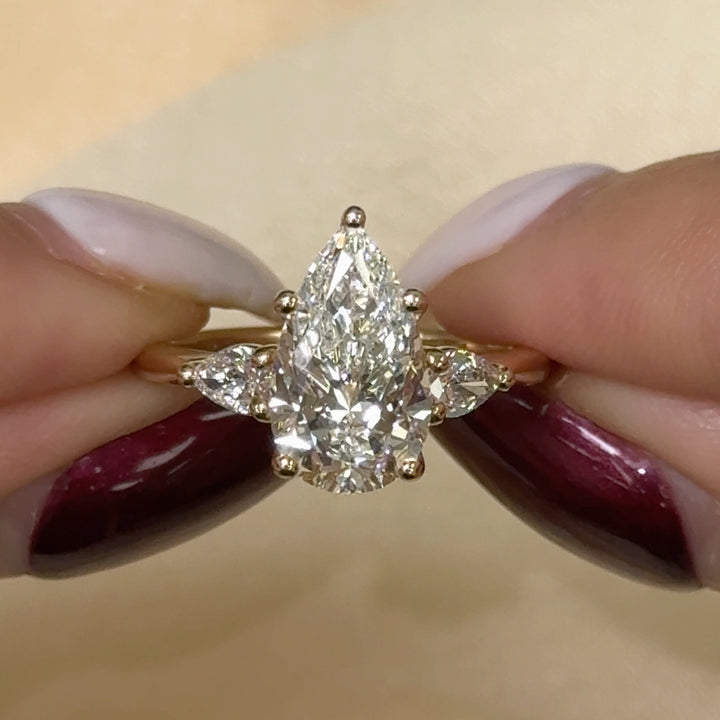 AGI Design Linda Pear Shape Lab Created Diamond Engagement Ring