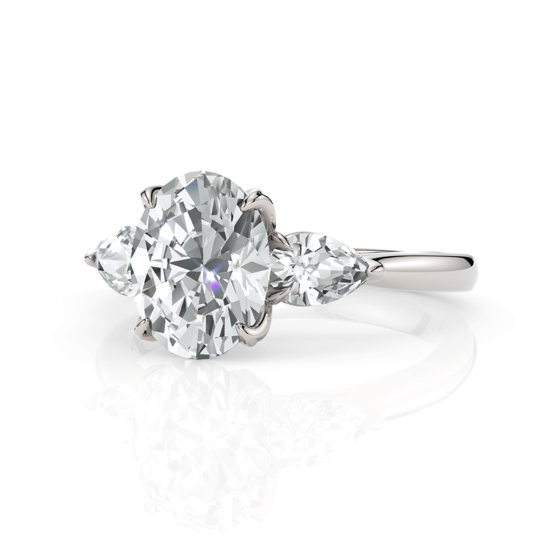 AGI Design Lindsey Oval Lab Created Diamond Tulip Engagement Ring