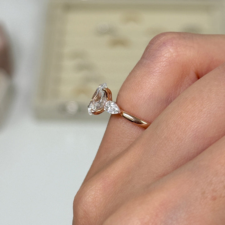 AGI Design Lindsey Oval Lab Created Diamond Tulip Engagement Ring